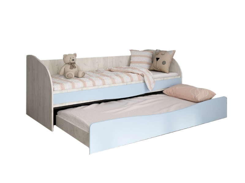Кровать с выкатным спальным местом Дуб Крафт Белый
